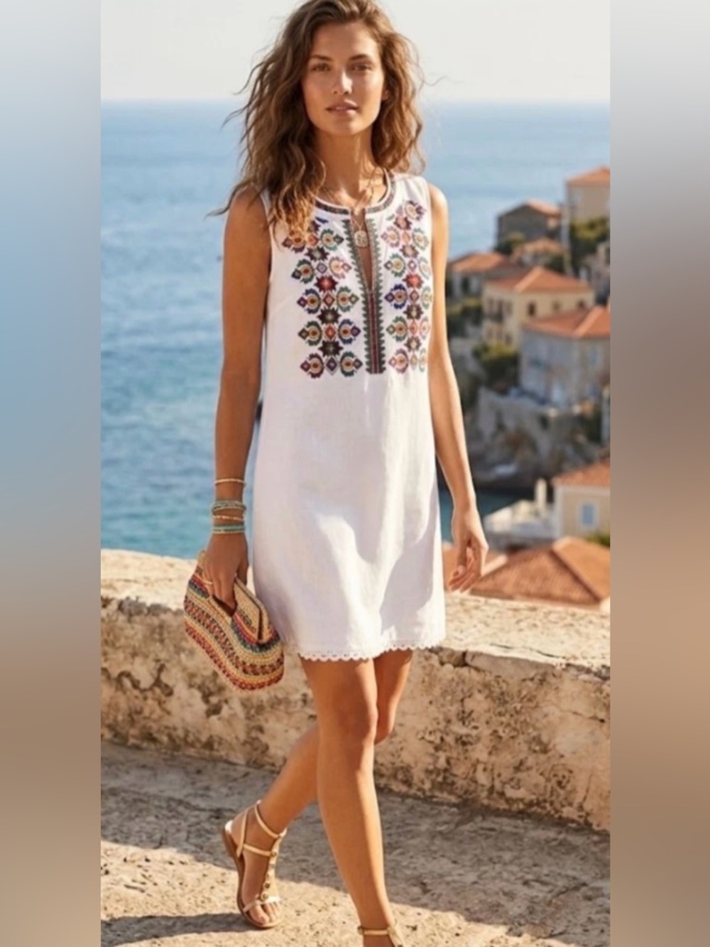 Tory Burch Linen Embroidered Dress 
Sz XS